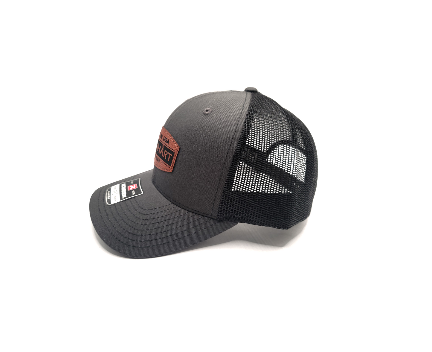 Richardson 112 - Charcoal Leather Patch Cap