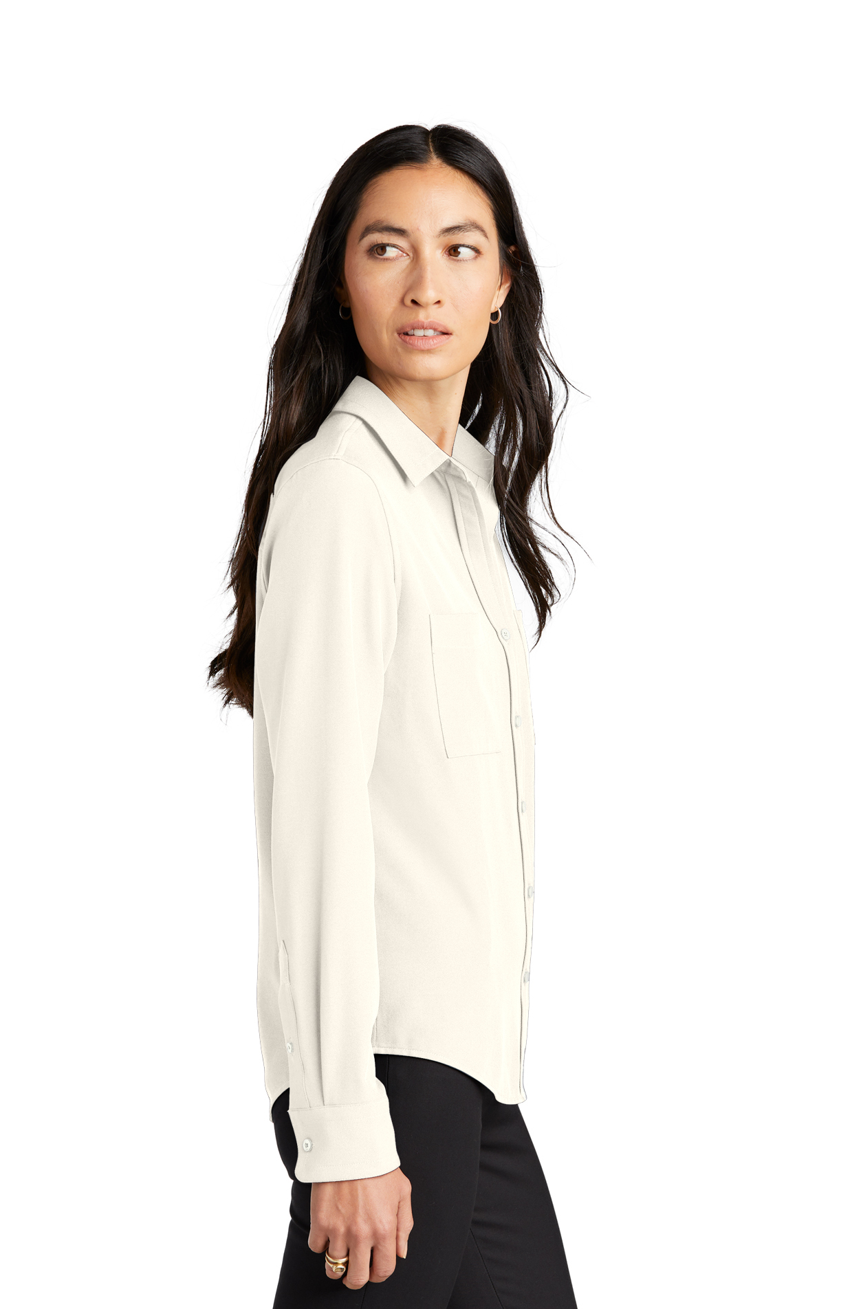 Mercer+Mettle Women's Stretch Crepe Long Sleeve Camp Blouse