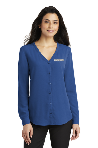 Port Authority Ladies Long Sleeve Button-Front Blouse