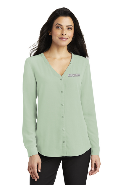 Port Authority Ladies Long Sleeve Button-Front Blouse